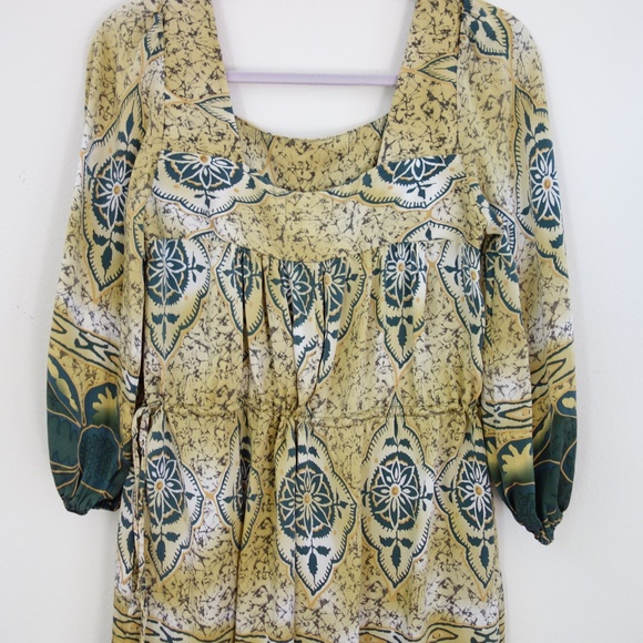 Silk Batik Midi Dress,  Boho Midi - Picture 8 of 11